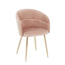LumiSource Lindsey Velvet Pink And Gold Chair