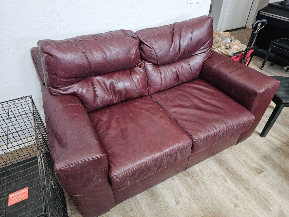 Red Leather Couch- Considering All Offers