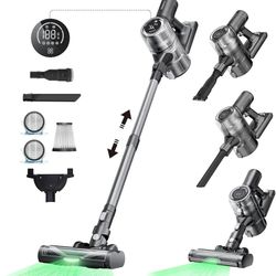 Proscenic P13 Cordless Vacuum Cleaners for Home,35Kpa Suction Lightweight Stick Vacuum with Green Light,Anti-Tangle Brush,LED Display,Max 50mins Runti