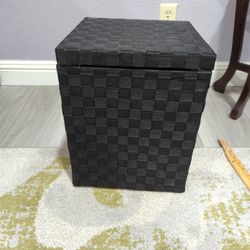 Black Fabric Covered Storage Bin