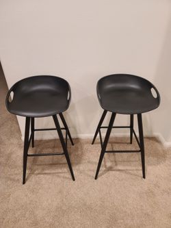 Black Metal Frame, Heavy Duty And Sturdy, Low Back Counter Or Bar Stool Set Of 2
