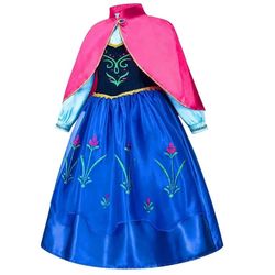 Girls Frozen Anna Princess Costume Dress with Cape