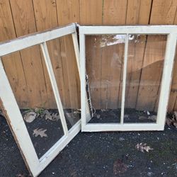 2 Wood Windows 21x34 Grids Craftsman