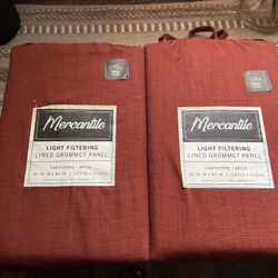 4 panels of mercantile curtains in color brick. Used once. 2 are out of the original package. 