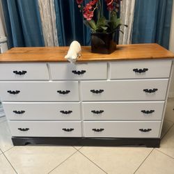 Dresser 56” Long 18” Wide And 34 1/2” High  With Mirror In Good Condition 