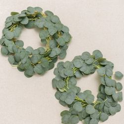 Ling's Moment Artificial Eucalyptus and Willow Garlands, 2pcs Fake Vines Greenery Leaves for Wedding Backdrops/Arch/Flower Garland Greenery Decor, 5.9