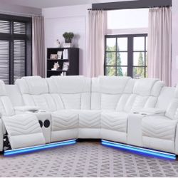 Secional White And Gray 