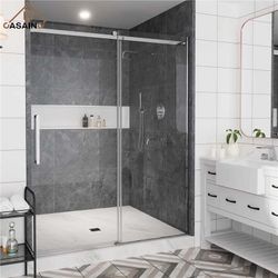 NEW - 60 X 76” Frameless Sliding Shower Door- Brushed Nickel