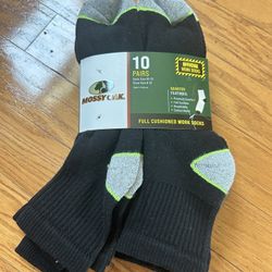 NWT Mossy Oak men's full cushioned work socks 10 pairs 