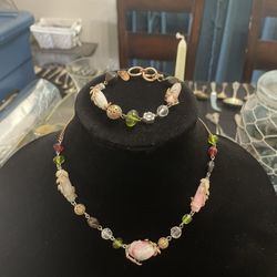 Cookie Lee Matching Necklace And Bracelet Both Adjustable