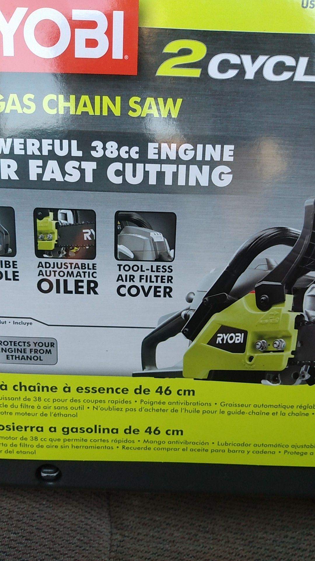 Ryobi two-cycle 18-in gas chainsaw