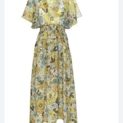 Ms-Deer swimming  cover size small new floral maxi dress cover  with tie waist #floral #maxidress #summerdress
