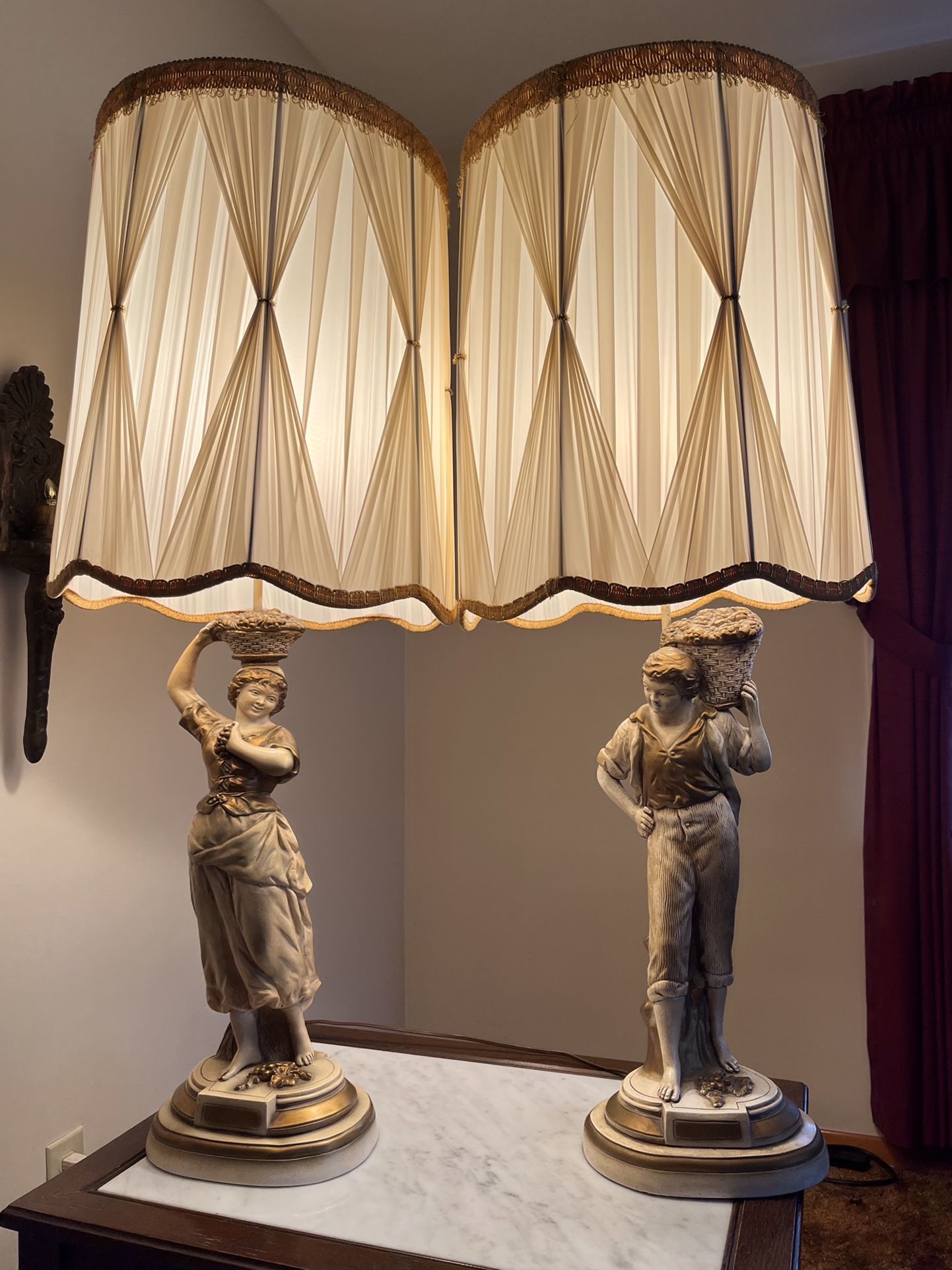 Pair of 1957 Quartite Figural Lamps
