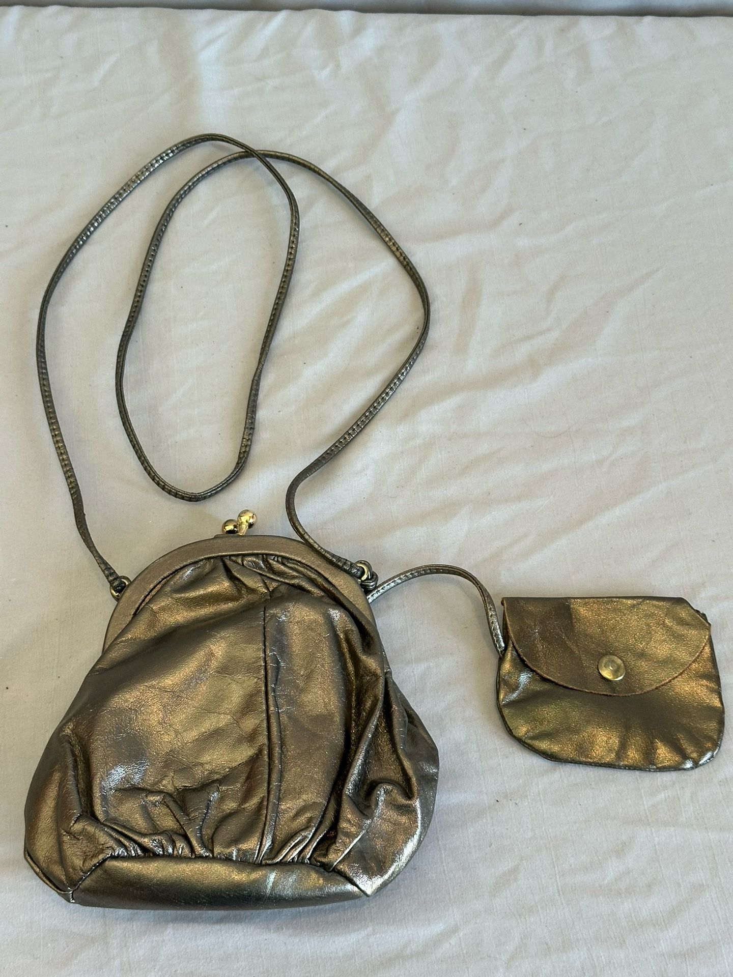 Karen small gold purse with attached pouch