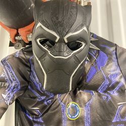 Marvel Avengers Black Panther Muscle Chest Jumpsuit Costume Mask Halloween Boy 