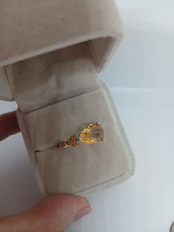 Xmas Gift S925 Size 8 Natural Citrine.14x9mm 