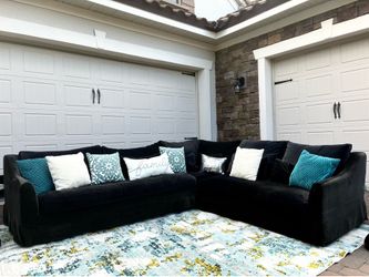 Black Velvet Sectional Couch