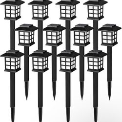 Solar Outdoor Lights,12 Pack Solar Path Lights, Walkway Lights Outdoor, Garden Light, Solar-Powered Pathway Waterproof for Garden, Yard, Landscape and