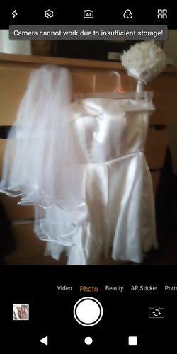 New White Satin Wedding Dress Set All