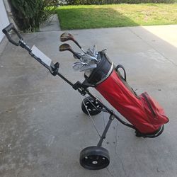 Hippo golf cart and clubs