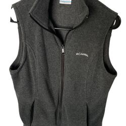 Women's Columbia Fleece Vest Jackets & Coats Medium Full Zip Sleeveless Gray