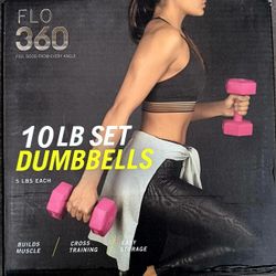 Flo 360 10 LB Pink Dumbbell Set (5 Lbs Each)