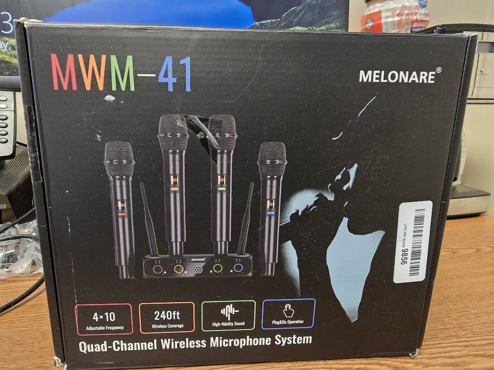 Melonare Quad-channel Wireless Microphone System Mwm-41 NEW 4x10 Adj Frequency
