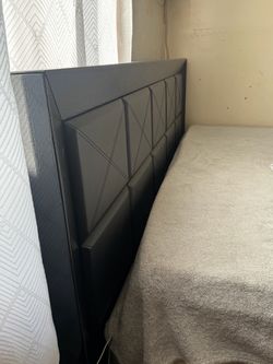 Creative Furniture Inc. Black Modern Bed Frame with Geometric Headboard