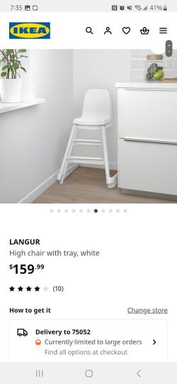 IKEA Langur High chair with tray, white $60