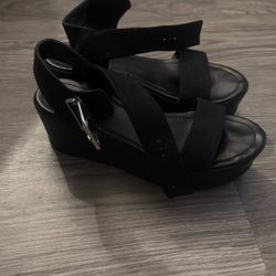 Size 7 Black Wedge Sandals