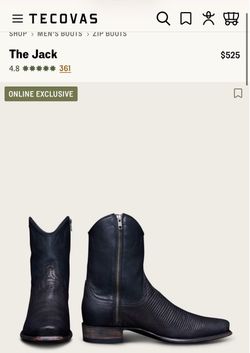 Tecovas “The Jack” Zip Boots - Size 12