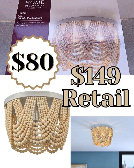 ✨ Boho Beaded Flush Mount Ceiling Light – Home Decorators Harlan 15” NEW in Box