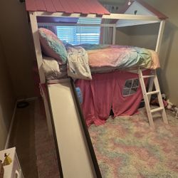 Princess bed with slide and ladder