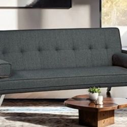 Brand New Grey Futon Sofa Sleeper (Pillows Included)