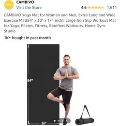 CAMBIVO Yoga Mat for Women and Men, Extra Long and Wide Exercise Mat(84" x 30" x 1/4 inch), Large Non Slip Workout Mat for Yoga, Pilates, Fitness, Bar