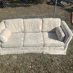 Floral Designed Beige Couch, 