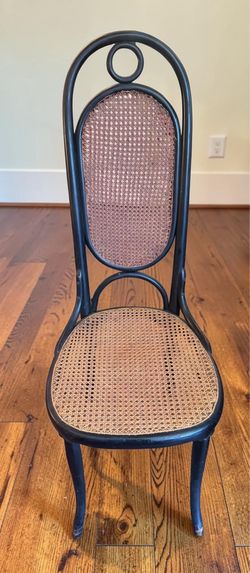 Vintage Thonet Long John High Back Bentwood Rattan Seat Chair