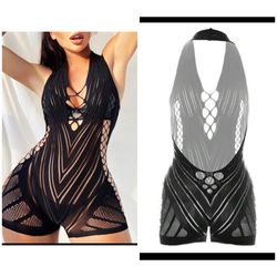 Fishnet bodysuit outfit shorts