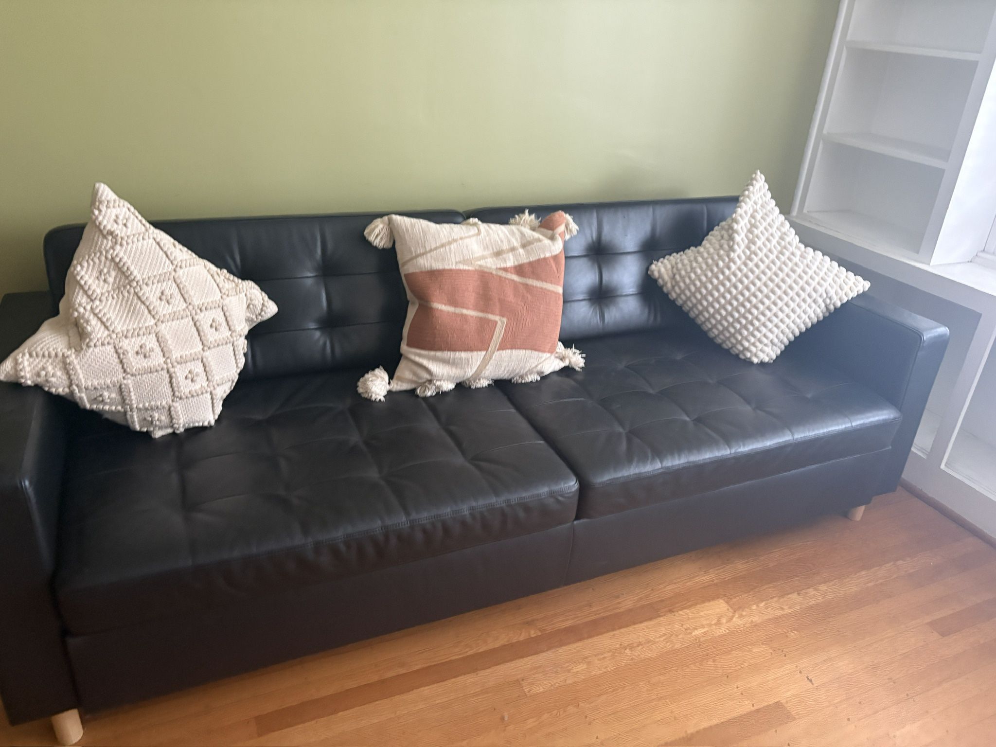 Black Leather Sleeper Sofa/ gently used