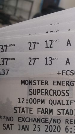 6 tickets lower level. Monster Energy Supercross. $55 each