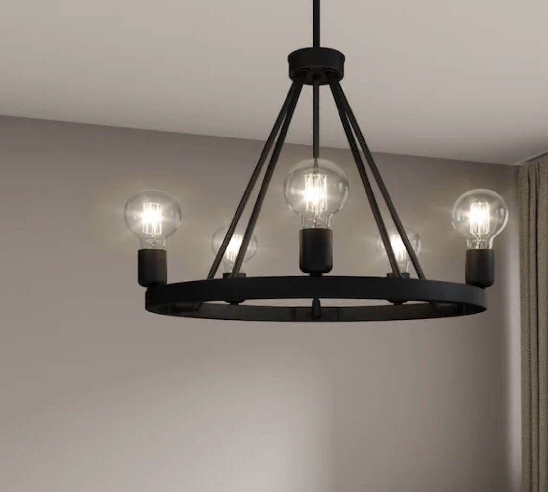 Quoizel Pendle Brooke 5 - Light Matte Black Modern/contemporary Bare bulb For Use in Bathrooms, Bedrooms, Dining Rooms, Foyers, Kitchens, Living Rooms