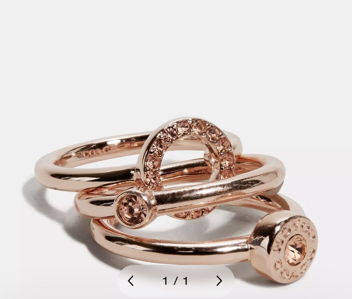 Coach Stackable Rose Gold Ring Set - Size 6