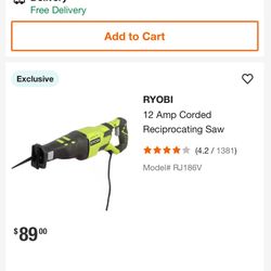 Ryobi veritable speed trigger saw - electric 