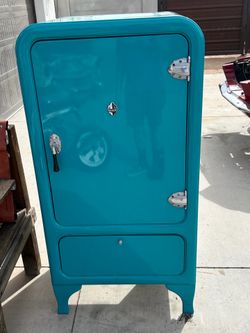 Vintage grunow fridge storage cabinet