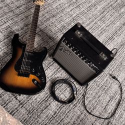 Fender guitar, Amp, and Case 