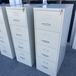 Delivery Available! $80 each! Beige 4 Drawer Vertical Locking File Filing Cabinets with keys!  26.5x18x52in