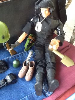 12" 1964 GI Joe Action Figure And Accessories... Molded Blonde Hair