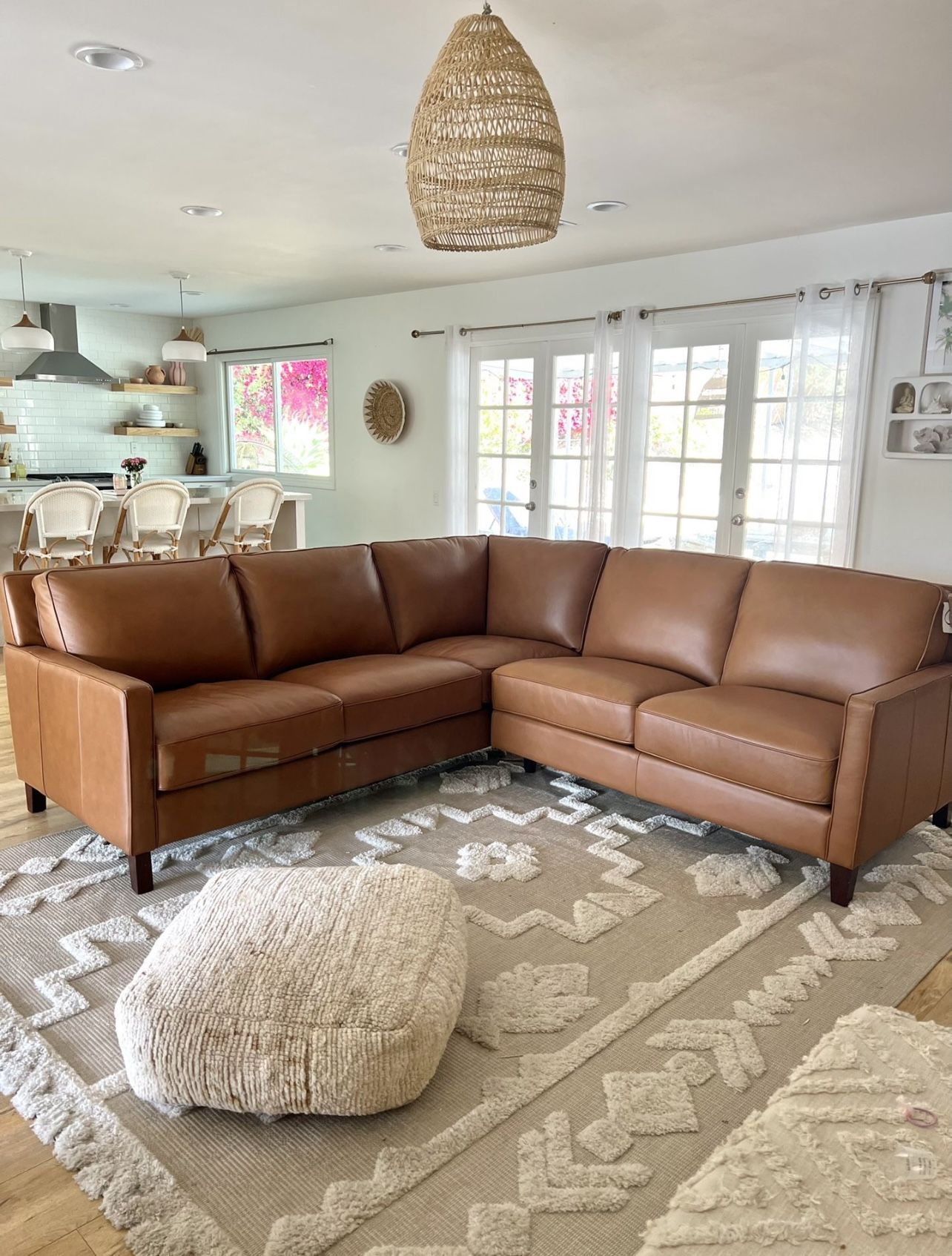 Leather Sectional Couch Brown Brand New Costco