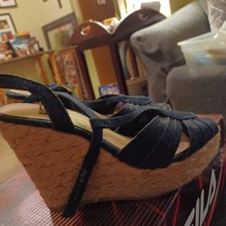 Denim dark blue espadrill wedges