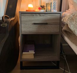 Grey Wooden Nightstand